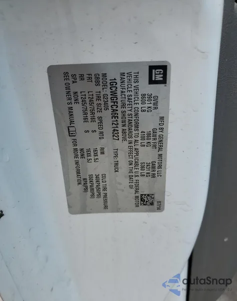 2014 Chevrolet Express G2500 из США, поврежденный, VIN 1GCWGFCA6E1214327